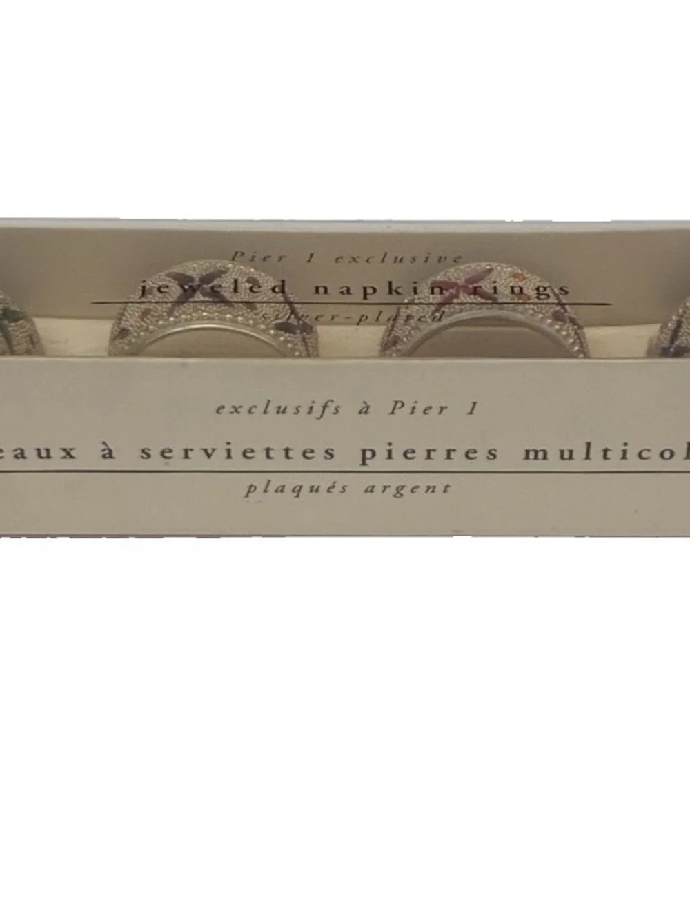 Pier 1 Jeweled Starburst Napkin Rings Silver Plated Set Of 4